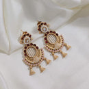 Lucentarts Jewellery Gold Plated Pota Stone And Pearl Dangler Earrings