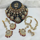 Lucentarts Jewellery Gold Plated Kundan Stone And Meenakari Semi Bridal Necklace Set