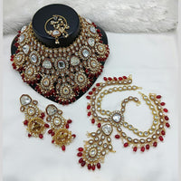 Lucentarts Jewellery Gold Plated Kundan Stone And Meenakari Semi Bridal Necklace Set