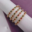 Lucentarts Jewellery Gold Plated Pota Stone And Pearl Bangles Set