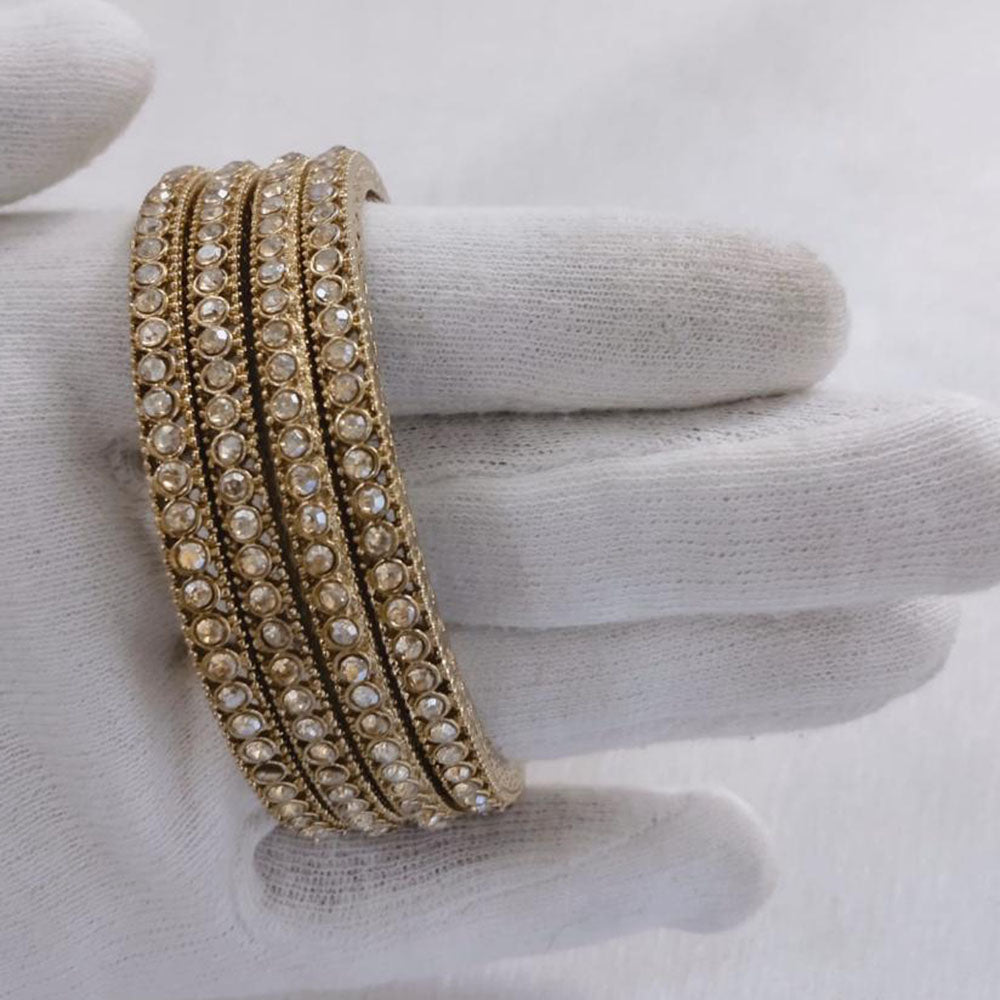 Lucentarts Jewellery Gold Plated Austrian Stone Bangles Set