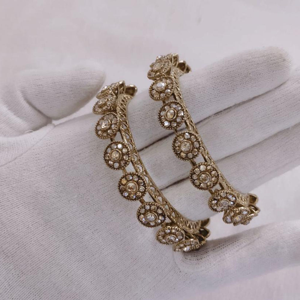 Lucentarts Jewellery Gold Plated Austrian Stone Bangles Set