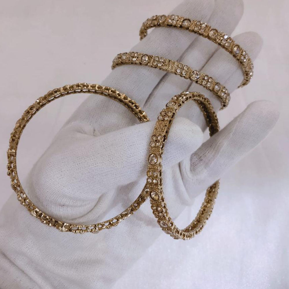 Lucentarts Jewellery Gold Plated Crystal Stone And Austrian Stone Bangles Set