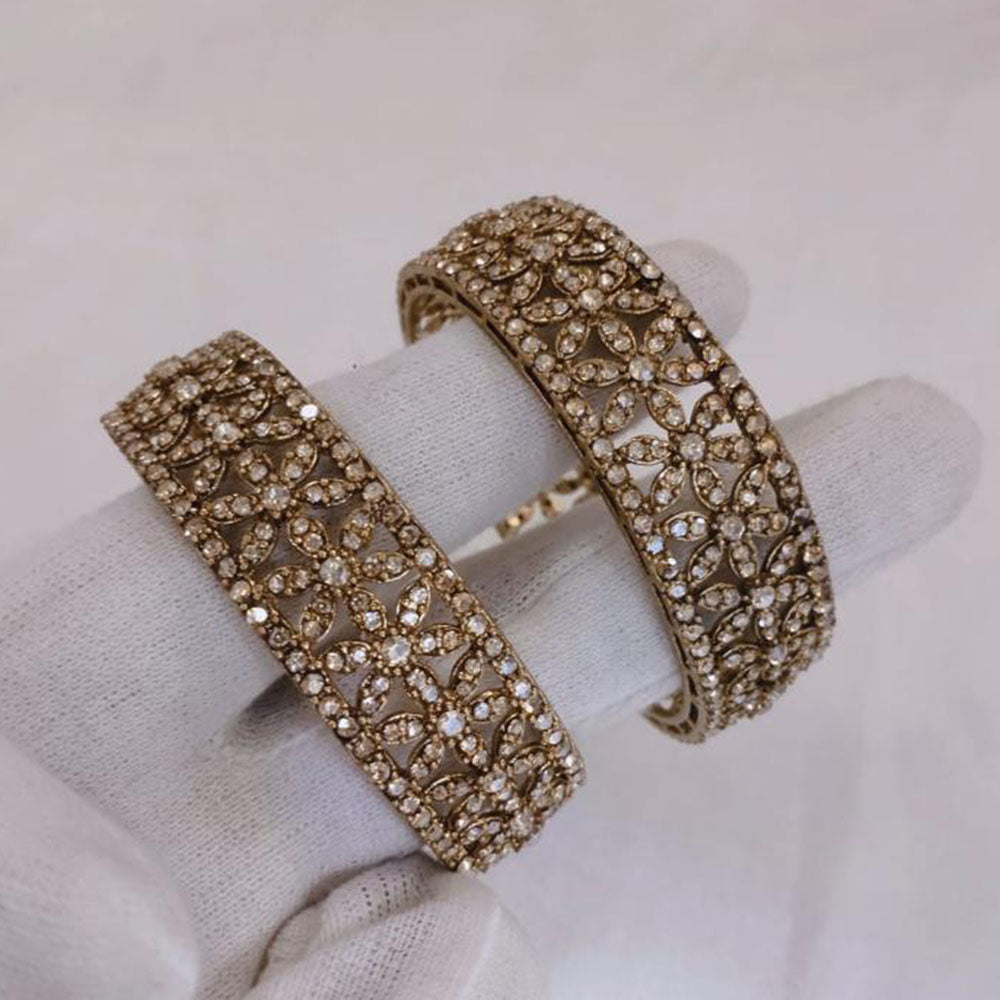Lucentarts Jewellery Gold Plated Austrian Stone Bangles Set