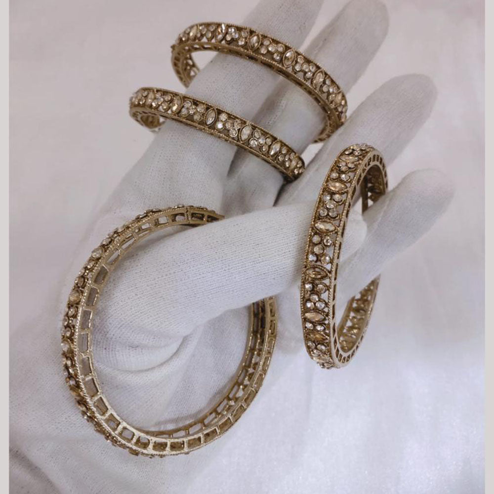Lucentarts Jewellery Gold Plated Crystal Stone And Austrian Stone Bangles Set