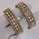 Lucentarts Jewellery Gold Plated Crystal Stone And Pearl Bangles Set