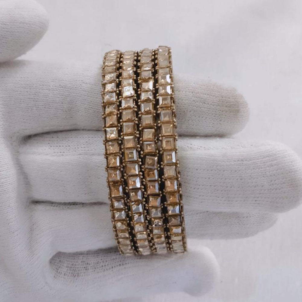 Lucentarts Jewellery Gold Plated Crystal Stone Bangles Set