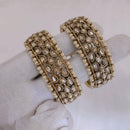 Lucentarts Jewellery Gold Plated Crystal Stone And Pearl Bangles Set
