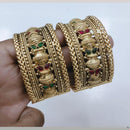 Lucentarts Jewellery Gold Plated Pota Stone Openable Bangles Set