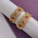 Lucentarts Jewellery Gold Plated Pota Stone Openable Bangles Set
