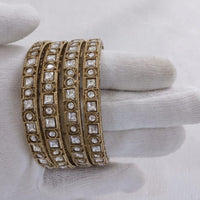 Lucentarts Jewellery Gold Plated Austrian Stone Bangles Set
