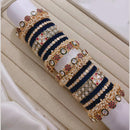 Lucentarts Jewellery Gold Plated Pota Stone And Pearl Velvet Bangles Set