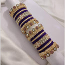 Lucentarts Jewellery Gold Plated Pota Stone And Pearl Velvet Bangles Set