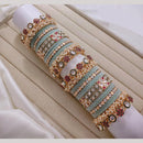 Lucentarts Jewellery Gold Plated Pota Stone And Pearl Velvet Bangles Set