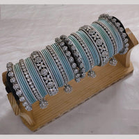 Lucentarts Jewellery Silver Plated Austrian Stone And Pearl Metal Bangles Set