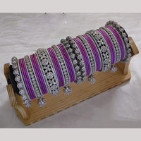 Lucentarts Jewellery Silver Plated Austrian Stone And Pearl Metal Bangles Set