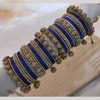 Lucentarts Jewellery Gold Plated Austrian Stone And Pearl Metal Bangles Set