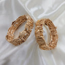 Lucentarts Jewellery Gold Plated Pota Stone And Meenakari Openable Bangles Set