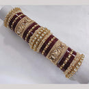 Lucentarts Jewellery Gold Plated Kundan Stone And Pearl Acrylic Bangles Set