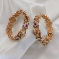 Lucentarts Jewellery Gold Plated Pota Stone And Pearl Bangles Set