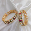 Lucentarts Jewellery Gold Plated Pota Stone Bangles Set