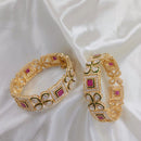 Lucentarts Jewellery Gold Plated Pota Stone Bangles Set