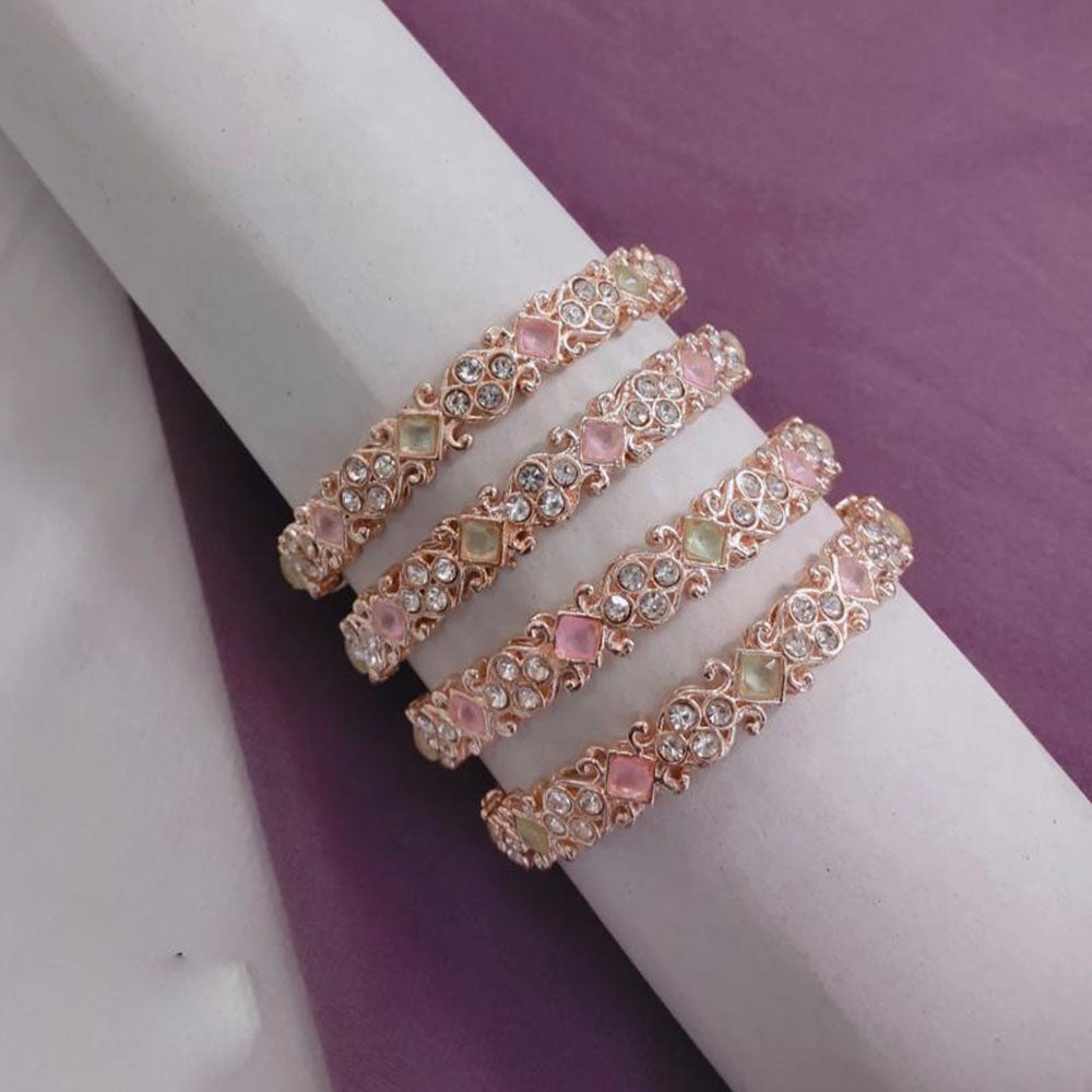 Lucentarts Jewellery Rose Gold Austrian Stone Bangles Set
