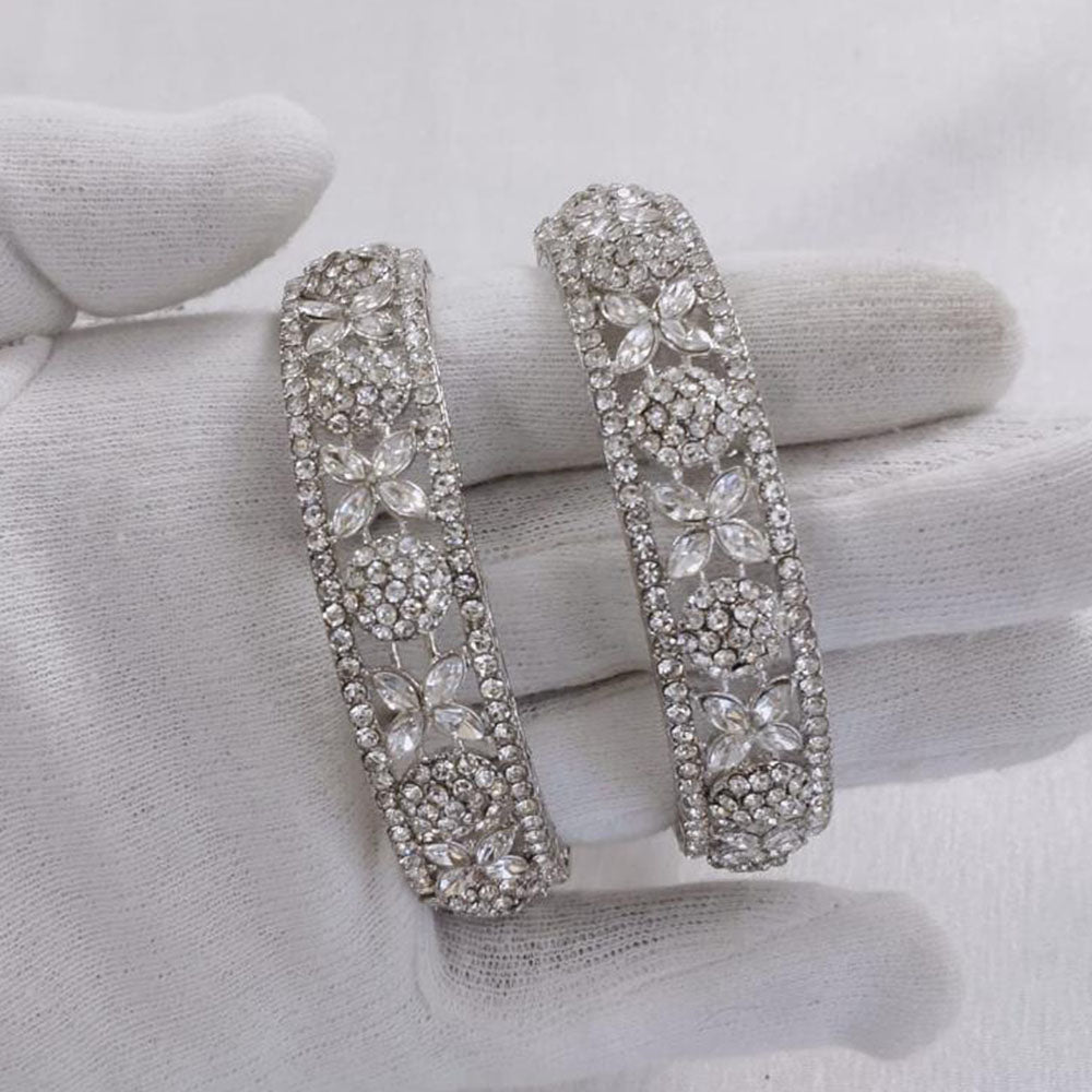 Lucentarts Jewellery Silver Plated Crystal And Austrian Stone Bangles Set