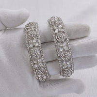 Lucentarts Jewellery Silver Plated Crystal And Austrian Stone Bangles Set