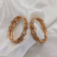 Lucentarts Jewellery Gold Plated Pota Stone And Meenakari Openable Bangles Set