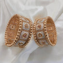 Lucentarts Jewellery Gold Plated Pota Stone And Meenakari Openable Bangles Set