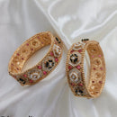Lucentarts Jewellery Gold Plated Pota Stone And Pearl Meenakari Openable Bangles Set