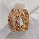Lucentarts Jewellery Gold Plated Pota Stone And Pearl Meenakari Openable Bangles Set
