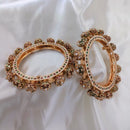 Lucentarts Jewellery Gold Plated Pota Stone And Pearl Meenakari Openable Bangles Set