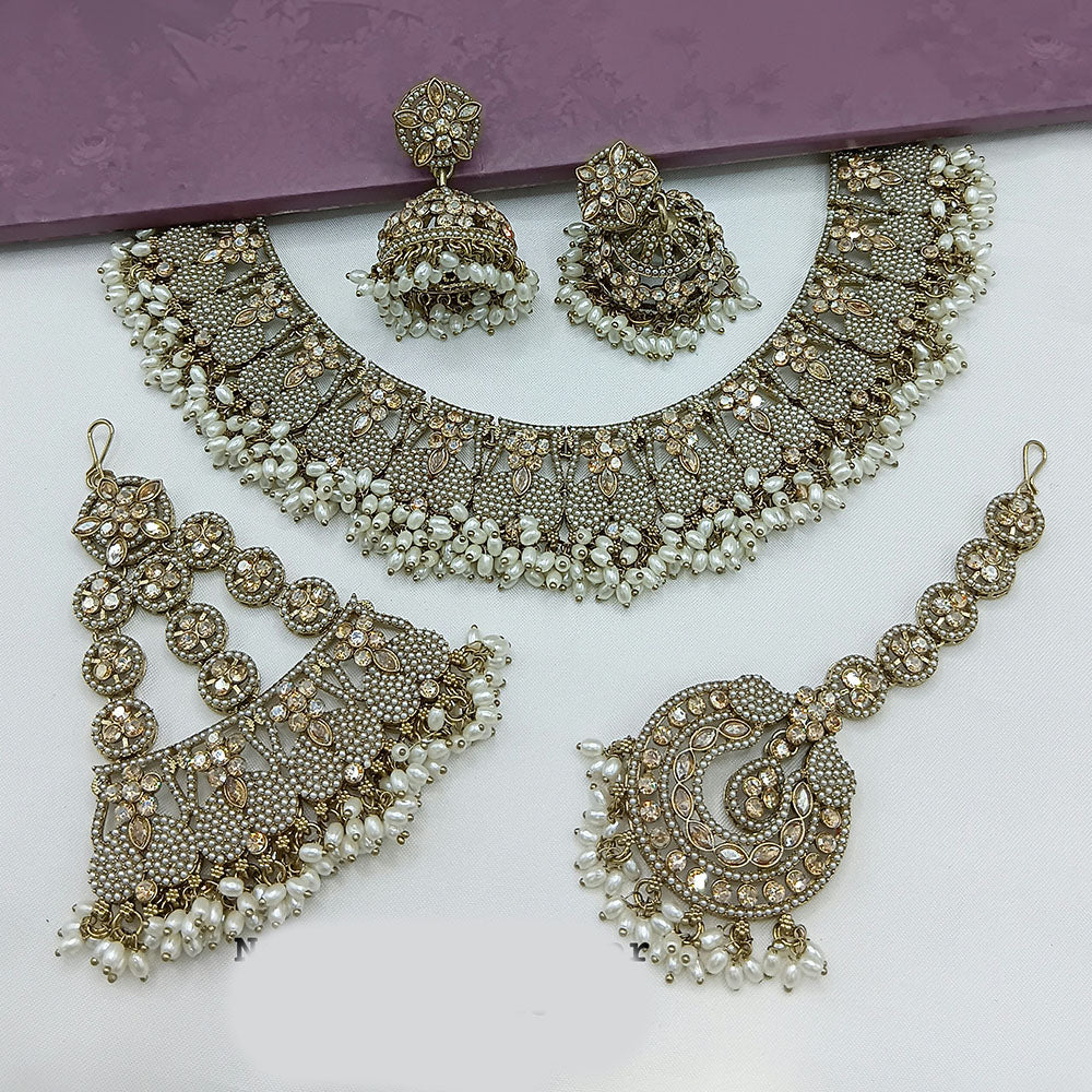 Lucentarts Jewellery Austrian Stone Pearl And Beads Necklace Set