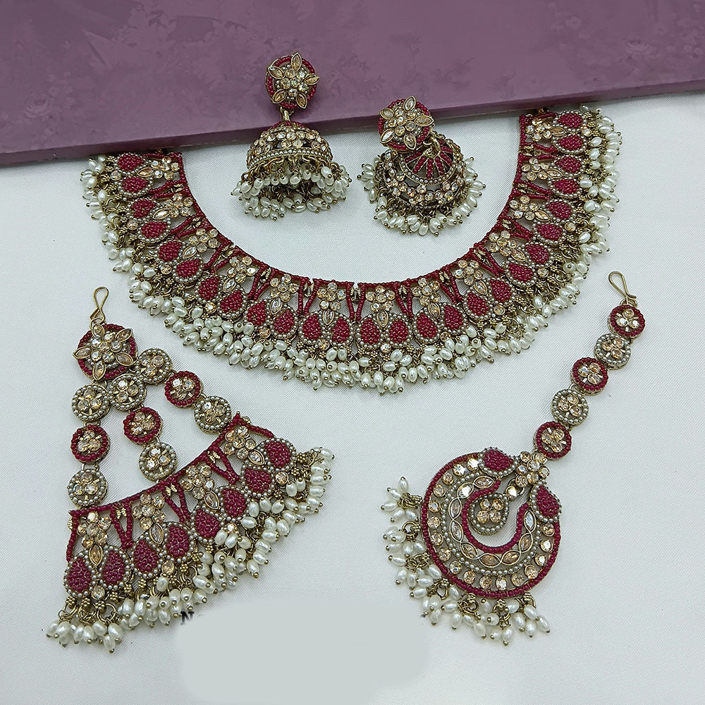 Lucentarts Jewellery Austrian Stone Pearl And Beads Necklace Set