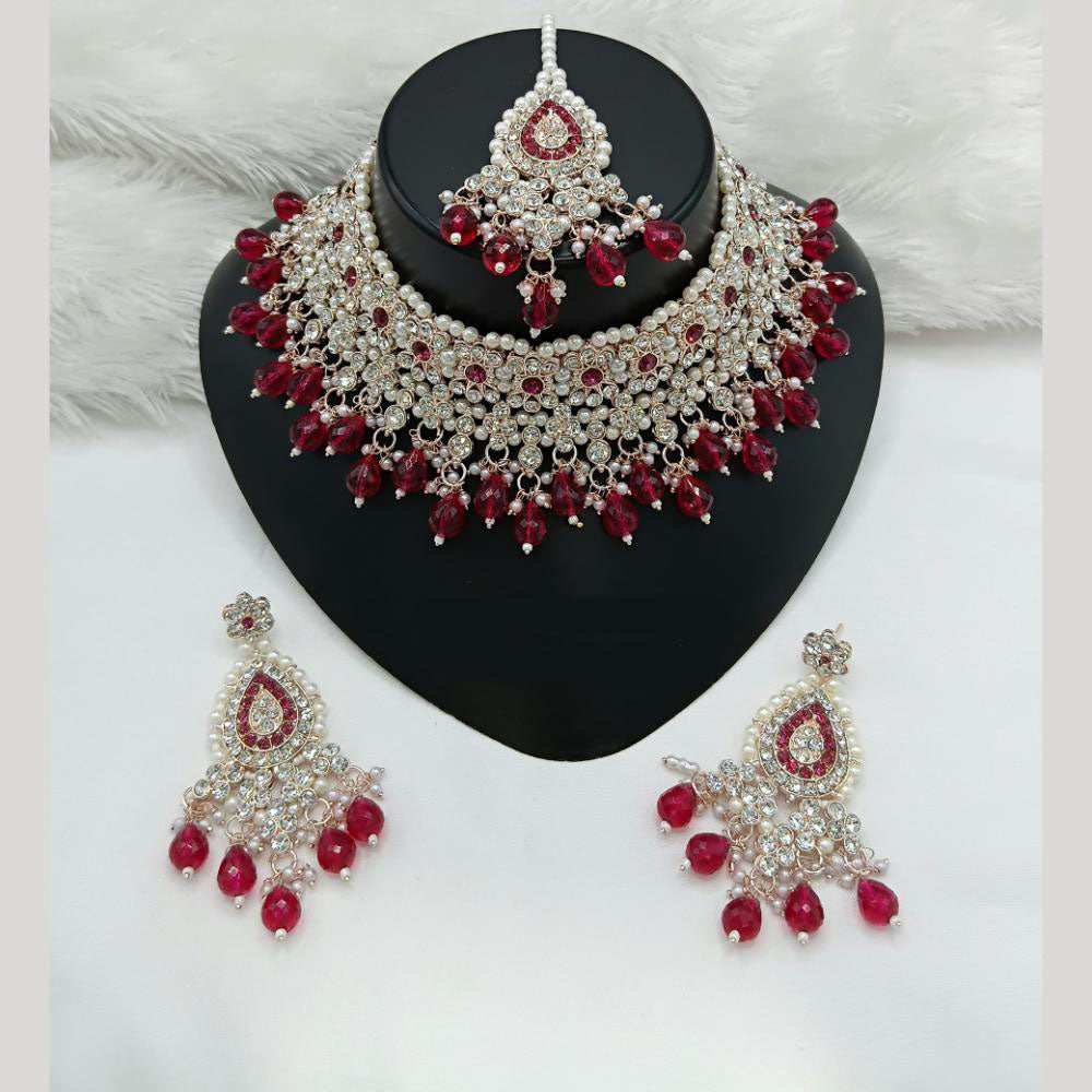 Lucentarts Jewellery Austrian Stone Beads And Pearl Choker Necklace Set