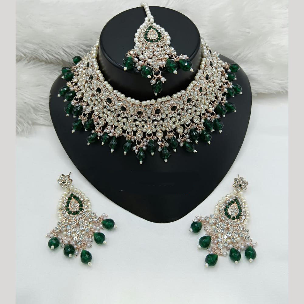 Lucentarts Jewellery Austrian Stone Beads And Pearl Choker Necklace Set