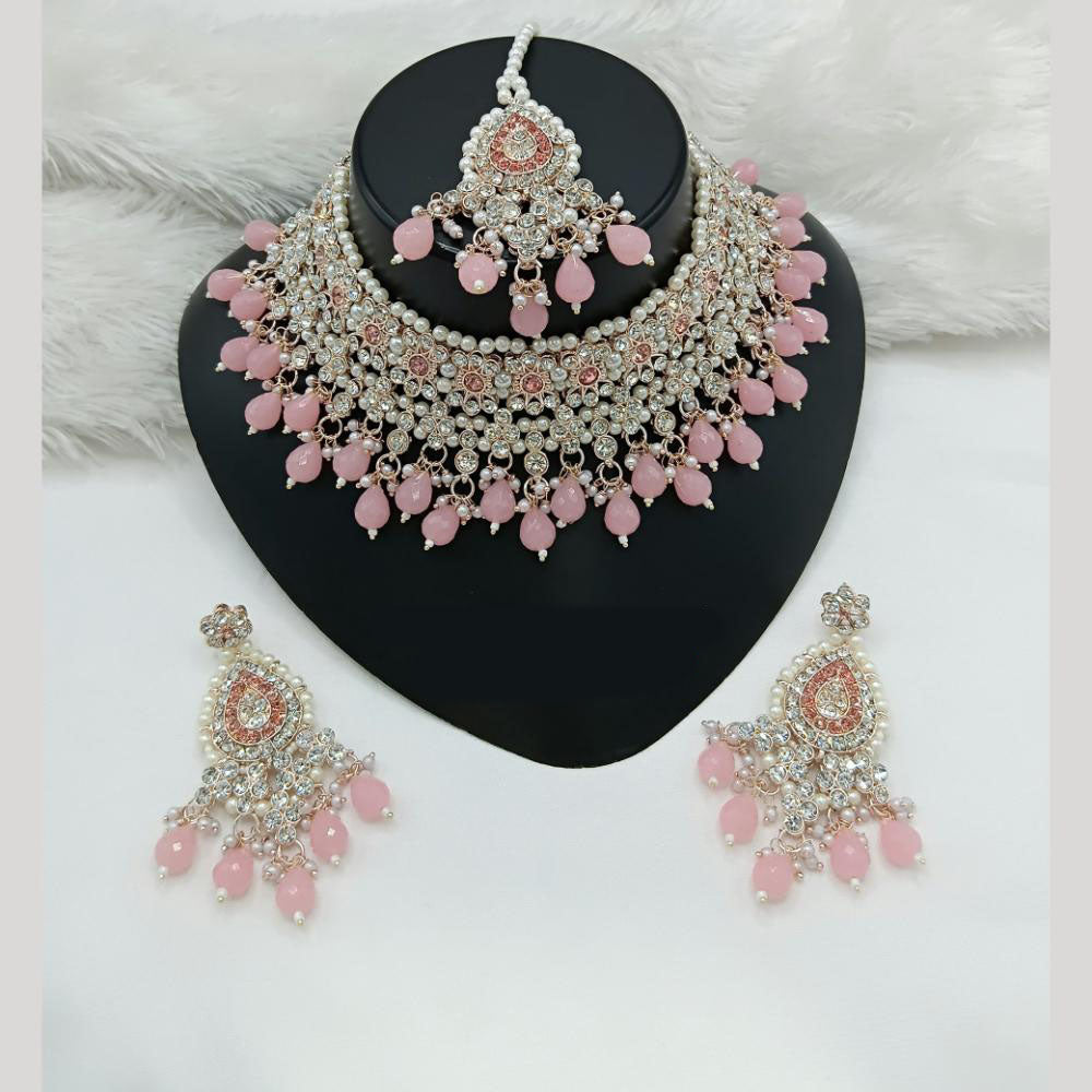 Lucentarts Jewellery Austrian Stone Beads And Pearl Choker Necklace Set