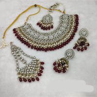 Lucentarts Jewellery Gold Plated Kundan Stone Beads And Pearl Necklace Set