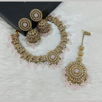 Lucentarts Jewellery Gold Plated Crystal Stone And Beads Necklace Set