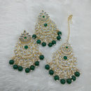 Lucentarts Jewellery Gold Plated Kundan And Beads Dangler Earrings With Maangtikka