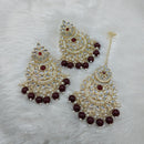 Lucentarts Jewellery Gold Plated Kundan And Beads Dangler Earrings With Maangtikka