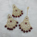 Lucentarts Jewellery Gold Plated Kundan And Beads Dangler Earrings With Maangtikka