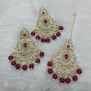 Lucentarts Jewellery Gold Plated Kundan And Beads Dangler Earrings With Maangtikka