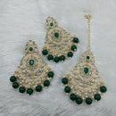 Lucentarts Jewellery Gold Plated Kundan And Beads Dangler Earrings With Maangtikka