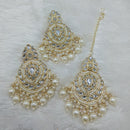 Lucentarts Jewellery Gold Plated Kundan And Beads Dangler Earrings With Maangtikka