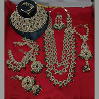 Lucentarts Jewellery Gold Plated Austrian Stone And Beads Bridal Set
