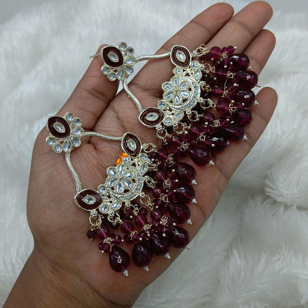Lucentarts Jewellery Gold Plated Kundan And Beads Meenakari Dangler Earrings