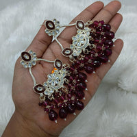 Lucentarts Jewellery Gold Plated Kundan And Beads Meenakari Dangler Earrings